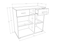 Basic Hunor 2 ajtós 2 fiókos komód méretrajz